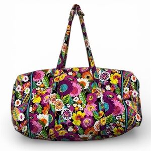 Mint!! Vera Bradley Large Traveler Duffel Bag Va Va Bloom Cotton Colorful Floral